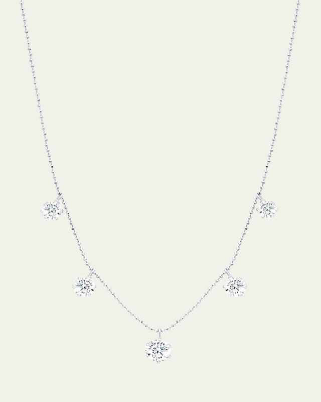 18K White Gold Floating Diamond Necklace